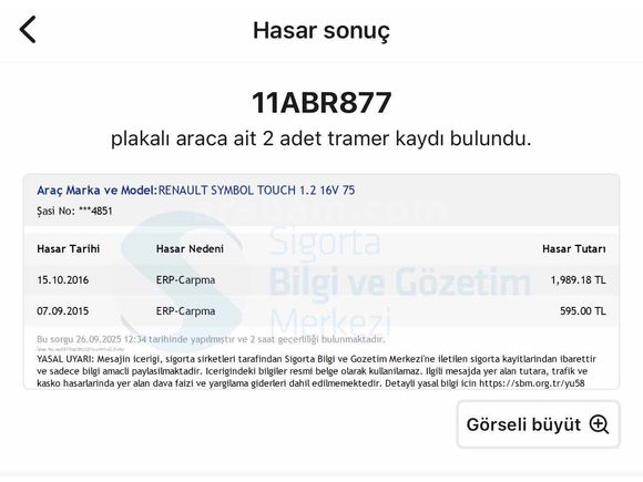 Galeriden Renault Symbol 1.2 Touch 2015 Model Hatay