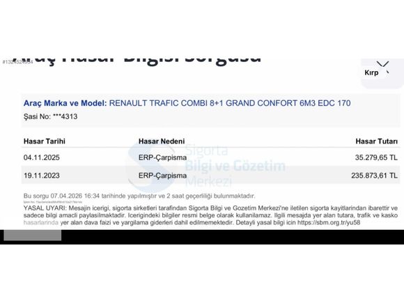2023 RENAULT TRAFİC 8+1OTOMOBİL GERİ GÖRÜŞ VAKUM KAPI 41 BİN KM