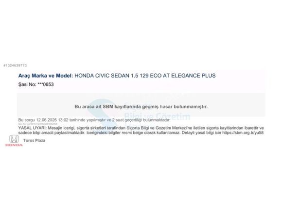 HONDA PLAZA TOROS'TAN HATASIZ BOYASIZ 1.5 ECO ELEGANCE PLUS