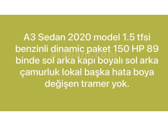 Sahibinden Audi A3 Sedan 35 TFSI Dynamic 2020 Model 