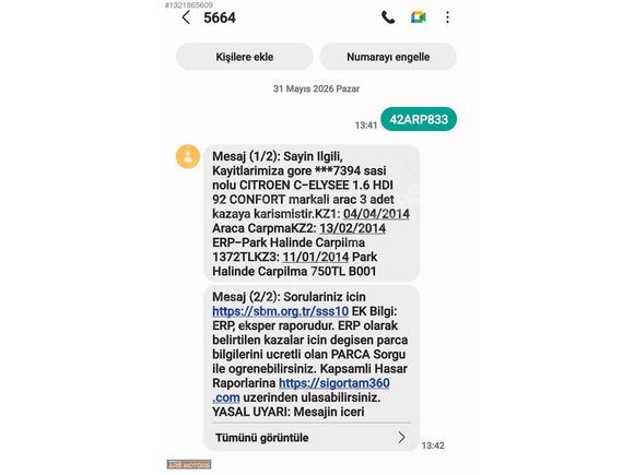 ''KONYA ARS MOTORS'' HATASIZ DEĞİŞENSİZ 1.6HDI C-ELYSEE