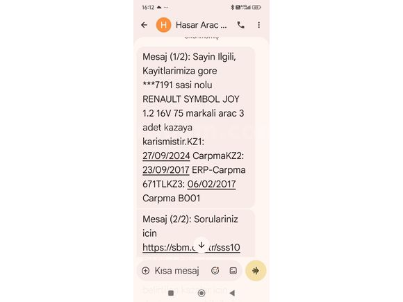 Renault Symbol 1.2 Joy 2016 Model Denizli