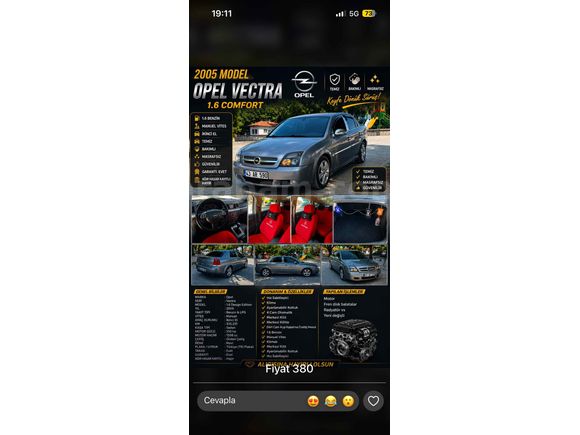 Sahibinden Opel Vectra 1.6 Design Edition 2005 Model 