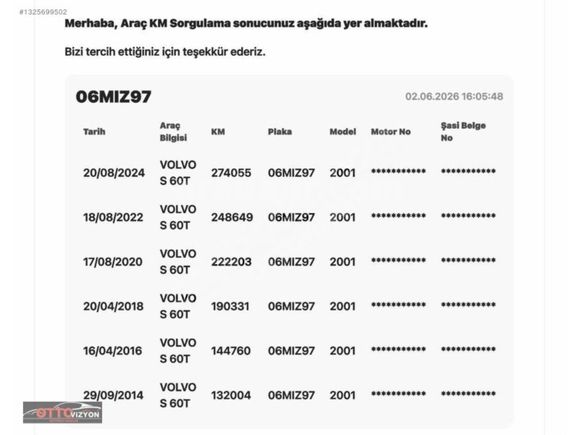 OTTOvizyon'dan/2001 VOLVO/S60 2.0T/293 BİN KM/TAVAN-BGJ BOYASIZ