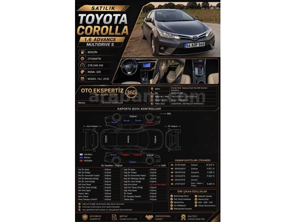 Sahibinden Toyota Corolla 1.6 Advance 2016 Model 