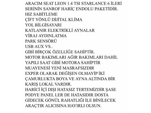 Sahibinden Seat Leon 1.4 TSI Stylance 2010 Model Hatay