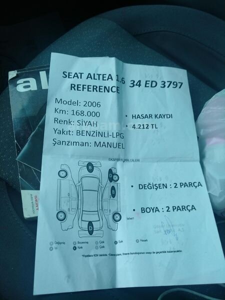 Sahibinden Seat Altea 1.6 Reference 2006 Model İstanbul 182.500 km Siyah