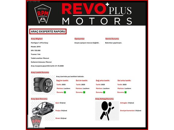 REVO PLUS MOTORS Hatasız 2019 Fiat Egea 1.4 Fire Easy