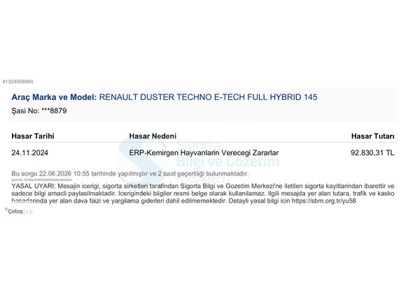 ÇETAŞ Renault İzmir 2024 DUSTER 1.6 E-Tech(HİBRİT) TECHNO ORJ.