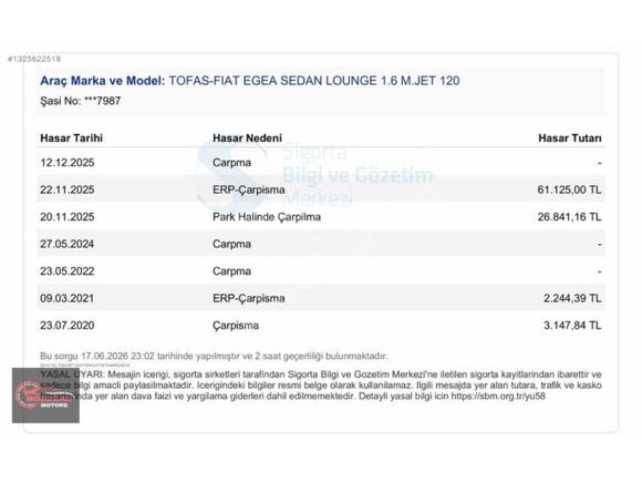 2017 MDL EGEA -1.6 MULTİJET COMFORT -DEĞİSENSİZ-DİJİTAL KLİMA