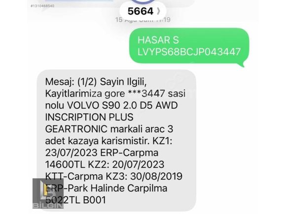 VOLVO S90 2.0D D5 INSCRİPTİON PLUS DEĞİŞENSİZ
