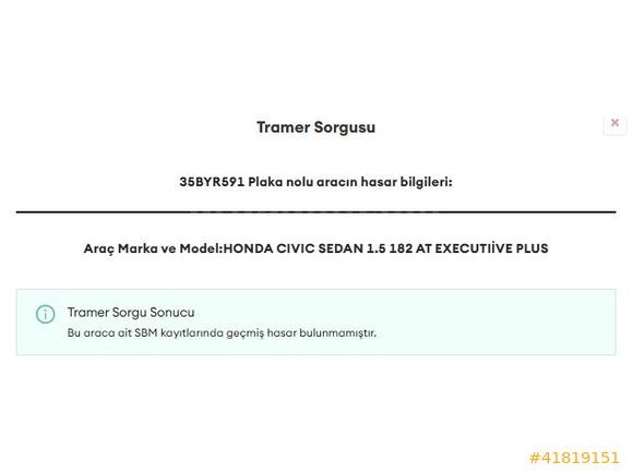 BOYASIZ 392BİN PEŞİNAT SENETLE ÖDEME CIVIC 1.5 EXECUTIVE PLUS