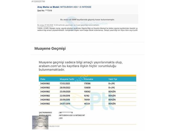 CAM TAVAN DEĞİŞENSİZ KUSURSUZ LPG'Lİ ASX