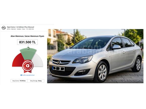 Kısa Süreliğine Astra 1.6 Edition Plus 2016 Model 