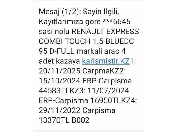 İlk elden yetkili servis bakımlı Renault Express Touh + Ekstra 