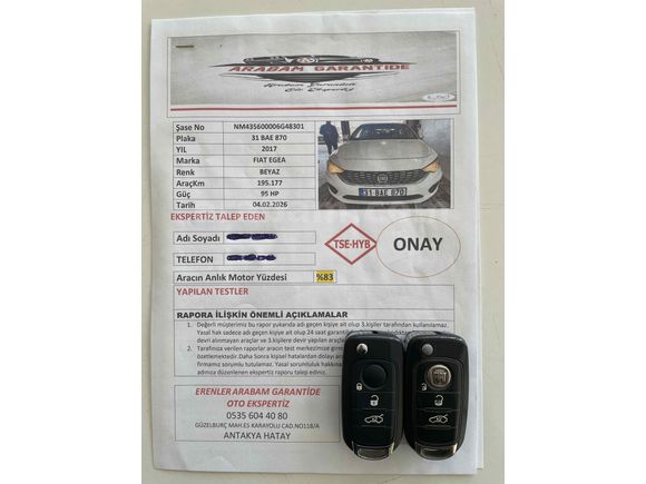 Sahibinden  Görülmeye Değer 198 bin Km’de 2017 Model Fiat Egea Easy Plus 