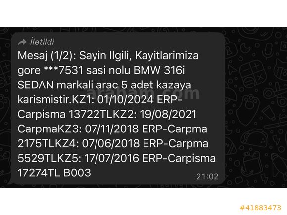BOZCAR 2013 Model Bmw 3.16i Modern Line 234.000 Km'de