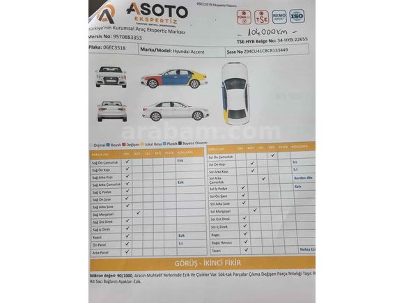 2012 MODEL HUNDAY ACCENT BLUE 1.4 CVVT MODE PLUS BENZİN +LPG 