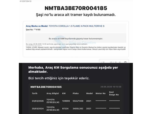 2021 TOYOTA COROLLA 1.5 FLAME X-PACK MULTİDRİVE S 142.ooo KM