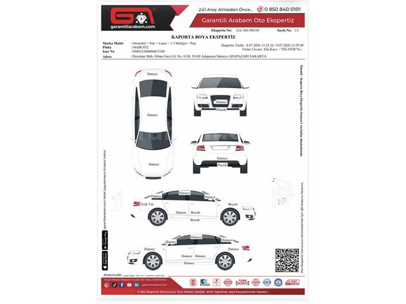 LİNEA 2015 1.3 MULTİ-JET POP 95''LİK DEĞİŞENSİZ 183.BİN KM'DE