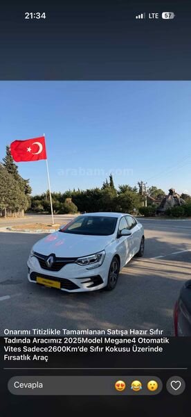 Sahibinden Renault Megane 1.3 TCe Touch 2025 Model Hatay 6.100 km Beyaz