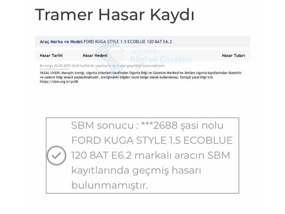HATASIZ BOYASIZ DİZEL OTOMATİKFord Kuga 1.5 EcoBlue Style 2020 Model 