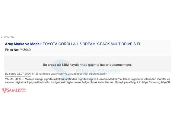 ŞAMLIOĞLU TOYOTA VE BYD BAYİ/2023MODEL/COROLLA 1.5 DREAM X-PACK