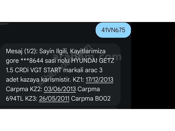 Sahibinden Hyundai Getz 1.5 VGT Start 2011 Model 