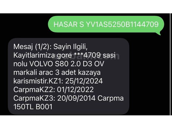 Sahibinden Volvo S80 2.0 D 2011 Model  Sınıf 