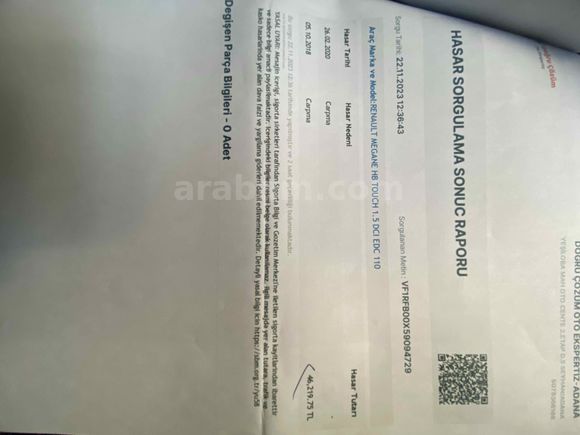 Sahibinden Renault Megane 1.5 dCi Touch 2017 Model 