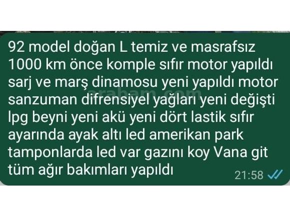 Sahibinden Tofaş Doğan L 1992 Model  289.000 km Bej