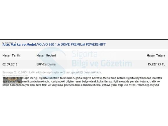 VOLVO S 60 2014 PREMİUM MASRAFSIZ
