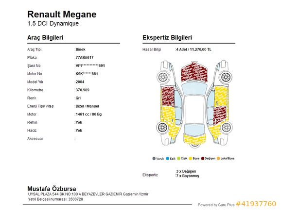 2004 MODEL RENAULT MEGANE 1.5 DCI DYNAMIQUE