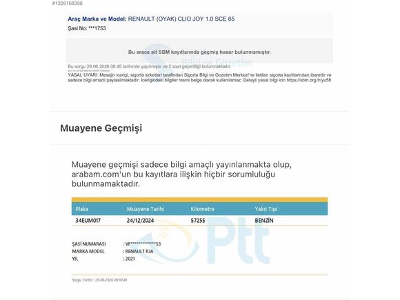 CLİO 2021 - DÜŞÜK KM / HATASIZ / BOYASIZ / DEĞİŞENSİZ