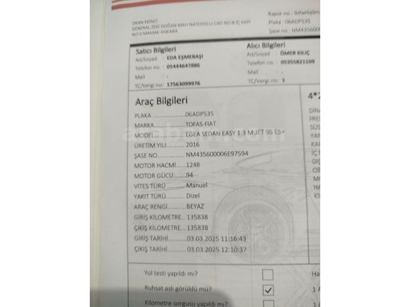 Sahibinden Fiat Egea 1.3 Multijet Easy 2016 Model