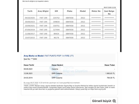 2012 PUNTO 1.4 EASY HATASIZ DEĞİŞENSİZ BAKIMLI