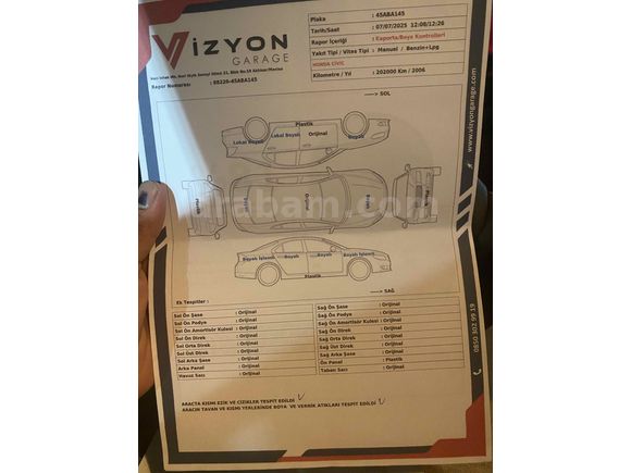 Sahibinden Honda Civic 1.6 LS 2006 Model 