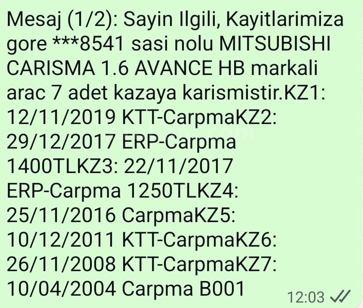 Sahibinden Mitsubishi Carisma 1.6 Avance 2000 Model İstanbul 369.000 km Lacivert 2