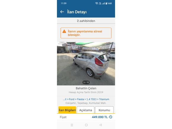 Sahibinden Ford Fiesta 1.4 TDCi Titanium 2012 Model