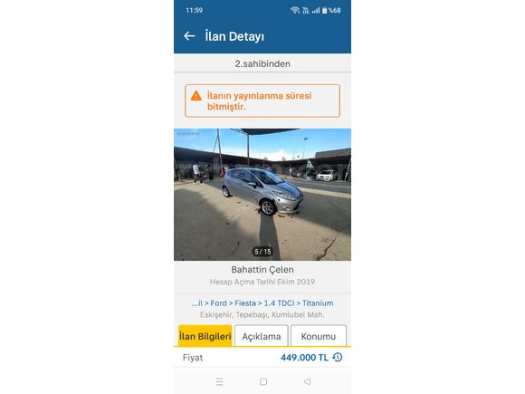 Sahibinden Ford Fiesta 1.4 TDCi Titanium 2012 Model