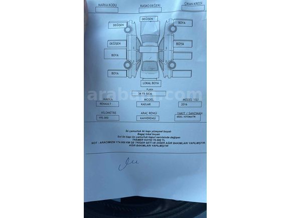 Sahibinden Renault Kadjar 1.5 dCi Icon 2016 Model 