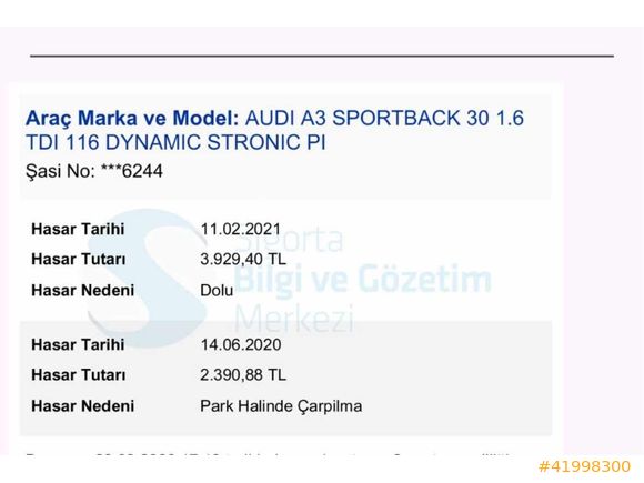 AUDİ A3 SPORTBACK 1.6 TDI DYNAMİC DİZEL OTOMATİK 110.810KM