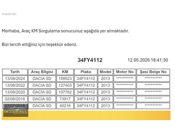 2013 Model DACIA SANDERO STEPWAY 1.5 DCI DIZEL HATASIZ