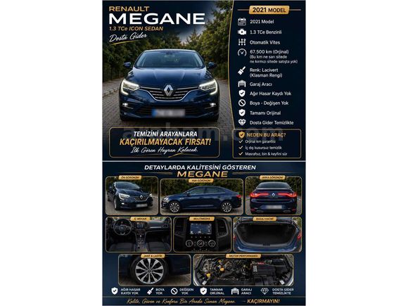 Sahibinden Renault Megane 1.3 TCe Icon 2021 Model 
