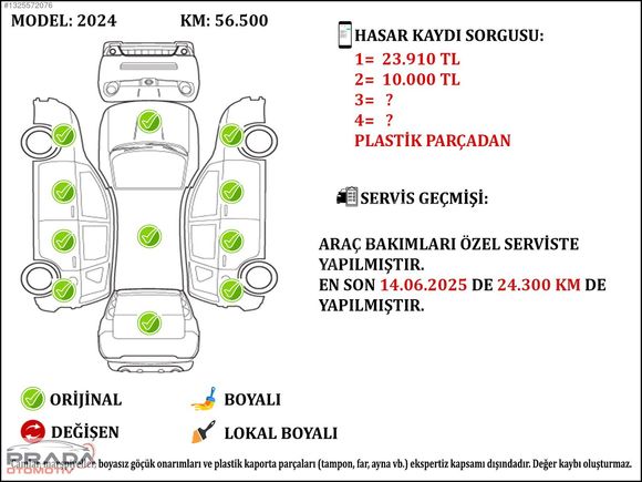 PRADA OTOMOTİV'DEN"BOYASIZ DEĞİŞENSİZ "0.69 KREDİ ORANI" %20 KDV