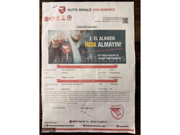 UÇAR'DAN... HATASIZ BOYASIZ TRAMERSİZ 2022 CLİO TOUCH OTOMATİK