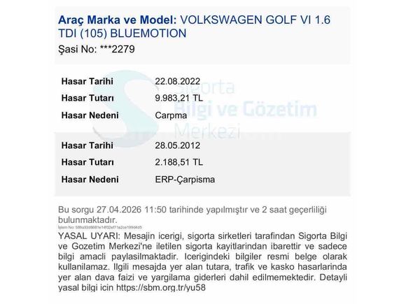 Volkswagen Golf 1.6 TDi Comfortline 2011 Model 
