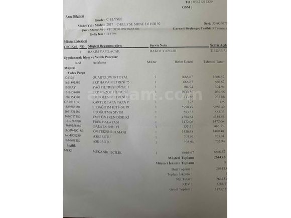 Ağır bakımı lastikler muayene yeni 123Bin km 2017