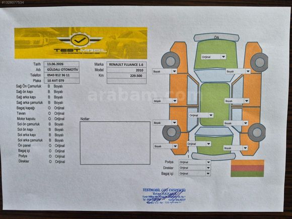 GÜLDALI'DAN 2010 MODEL ORJİNAL, OTOMATİK 1.6, 16VALF FLUENCE