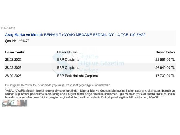 2022 MODEL 87.000 KMDE DEĞİŞENSİZ SERVİS BAKIMLI MEGANE JOY